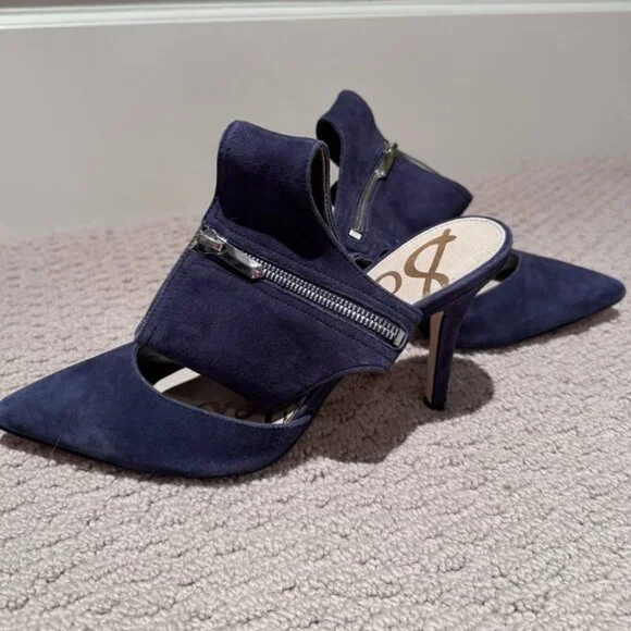 Sam Edelman - "Zaida" Platform Zipper Pump/Heel - Blue, Size 7.5 - Picture 2 of 9